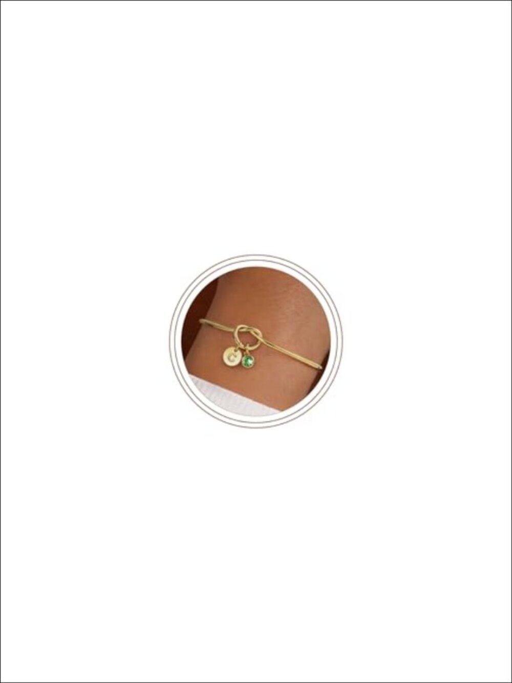 14k Gold Plated Initial Birthstone Bangle Bracelet Adjustable Love Knot Women